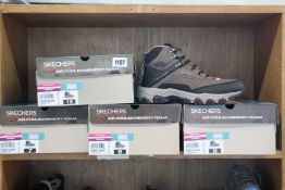 Four pairs of women's as new Skechers Outdoor Selmen-My Turf waterproof boots (UK 4, 5, 6, 7).