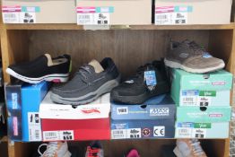 Five pairs of assorted as new Skechers footwear.