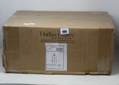 A boxed as new Hudson Valley Lighting SMYTH dark bronze pendant.