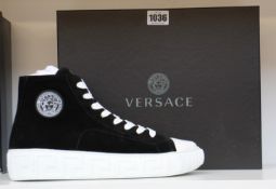 A pair of as new Versace canvas sneakers (IT 44 - RRP £490).