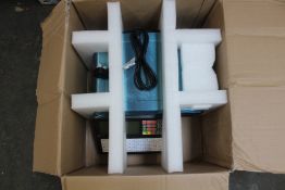 A boxed Avery Berkel XS label and receipt printing scale (Box unsealed item new condition, no