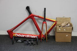 A Boardman carbon fibre competition Matt Hickman Olympic bike frame and accessories.