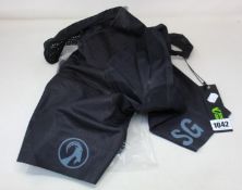 A pair of women's as new Stolen Goat Epic bib shorts (M) and a pair of men's Core shorts (XL).