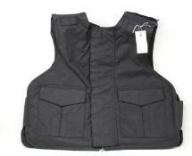 A Safe Guard Armour Patrol 1 tactical armour vest in Black, with a detachable 'Public Safety' velcro