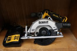 An as new DeWalt DCS512N Brushless XR Circular Saw 12V (No battery) with a DeWalt DCB112 charger.
