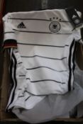 Ten children's/youths as new Adidas German football shirts (Assorted sizes - RRP €40 each).