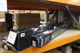 An as new Thule ThruRide fork mount carrier, a Thule WingBar Evo 118 and a Thule Wingbar Evo 127.