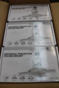 Nine boxed as new Amer Universal White projector ceiling mounts.
