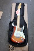 An as new Fender Player Plus Stratocaster electric guitar in 3-colour Sunburst.