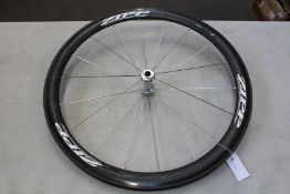 A pre-owned Zipp front wheel.