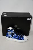 A pair of as new Versace canvas sneakers (IT 38 - RRP £450).