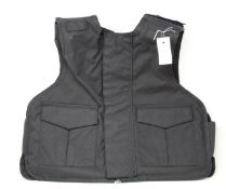 A Safe Guard Armour Patrol 1 tactical armour vest in Black, with a detachable 'Public Safety' velcro