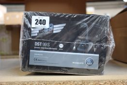 A boxed as new AKG DST 99 S Gooseneck microphone and table stand with switch.