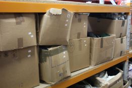 Nine boxes of assorted pre-owned clothing and related items.