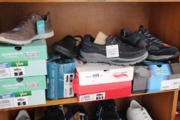 Five pairs of assorted as new Skechers footwear.