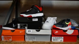 Four pairs of youths as new Nike trainers; LD Victory (UK 5), Team Hustle D10 Flyease (UK 13.5), Air