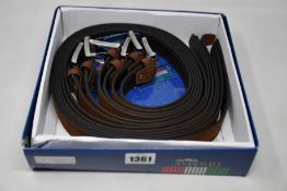 Twelve as new GP & Max brown leather belts (Assorted sizes).