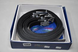 Twelve as new GP & Max grey leather belts (Assorted sizes).