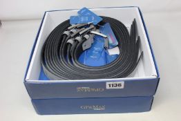 Twelve as new GP & Max grey leather belts (Assorted sizes).