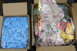 A quantity of unbranded balloons with assorted designs.