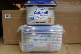 Four Aptamil toddler milk 3 (1-2 years) (12-02-2023) and six Aptamil Profuturo 3 growing up milk (