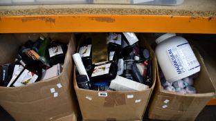 Two boxes of assorted as new/part used toiletries and beauty products and one box of bath bombs.