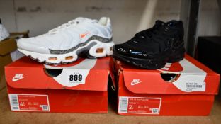 Two pairs of youths as new Nike Air Max Plus (UK 1.5, 4).