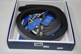 Twelve as new GP & Max grey leather belts (Assorted sizes).