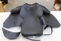 A KM Zadels World Riding custom 17 1/2 saddle (Possibly a jumping saddle).