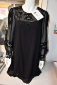 An as new Michael Kors black dress with velvet detailing (L).
