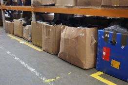 Seven boxes of assorted pre-owned clothing and related items.