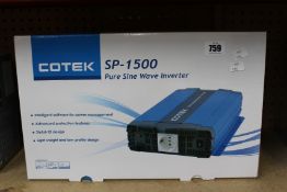 A boxed as new Cotek SP-1500-212 pure sine wave inverter.