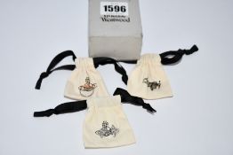 Two pairs of as new Vivienne Westwood earrings and a Vivienne Westwood ring.