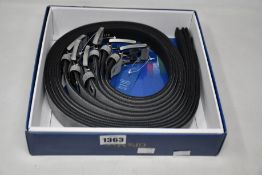 Twelve as new GP & Max grey leather belts (Assorted sizes).