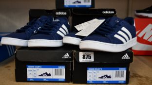 Nine pairs of children's as new Adidas Grand Court trainers (Assorted sizes, two pairs unboxed).