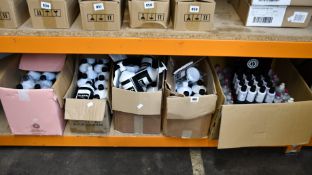 Four boxes of Kemon Clean hand gel, a box of Vines Biocrin hand cleanser and a box of Maria Nila