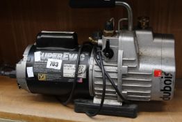 A pre-owned Yellow Jacket SuperEvac vacuum pump (Model: 93563, UK power adapter required, item is