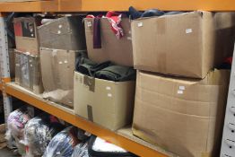 Eight boxes of assorted pre-owned clothing and related items.