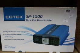 A boxed as new Cotek SP-1500-212 pure sine wave inverter.
