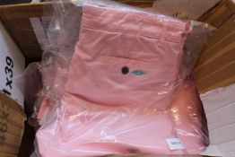 Sixteen pairs of men's as new Reef Knot salmon pink organic cotton shorts (Sizes 32, 34 - RRP £38