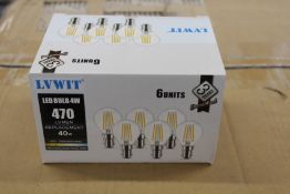 Forty five boxes of six as new LVWIT 4W P45 Bayonet Small LED Golf Filament Bulbs.