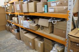 Three shelves of assorted medical items to include Disposable Scalpels, Omron blood pressure