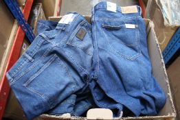 Eight pairs of assorted as new Wrangler jeans and three pairs of as new Lee Cooper jeans.