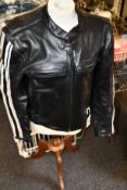 A BMW Twin Stripes leather motorcycle jacket (S - Possibly pre-owned but very good condition).
