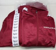 Three as new Makolo Blacc Neo Classic tracksuits in burgundy (XS, S, XL - RRP £80 each).