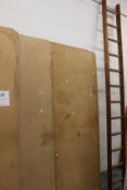 Eight pre-owned wooden trestle tables and a pre-owned wooden ladder.