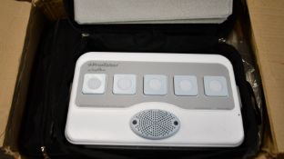 Two LoganTech Proxtalker devices with blank programmable cards for verbal picture communication