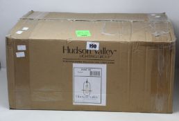 A boxed as new Hudson Valley Lighting SMYTH dark bronze pendant.