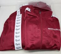 Three as new Makolo Blacc Neo Classic tracksuits in burgundy (S - RRP £80 each).