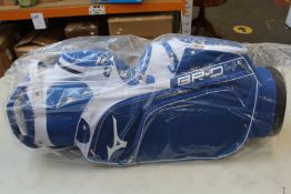 An as new Mizuno BR-D4c Cart Bag in Blue and White.